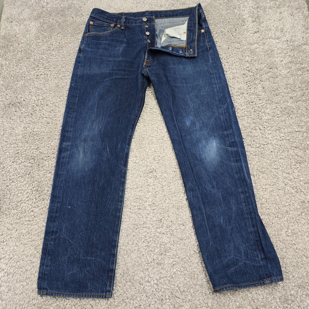 Levi's 501 Jeans Men 35x32 (Fits 32x29) Dark Wash Button Fly Straight Leg Rugged